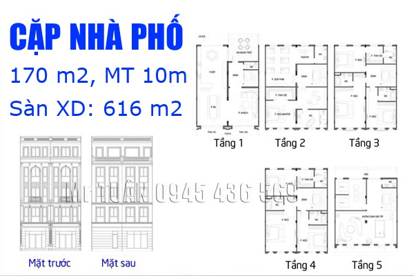 CẶP NHÀ PHỐ THỜI ĐẠI 7 (ĐẤT 170m2 / MT 10m / SÀN XD: 616 m2)